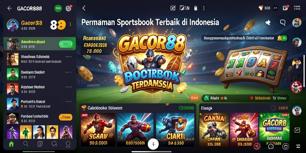 Screenshot utama GACOR88 menampilkan antarmuka taruhan olahraga.