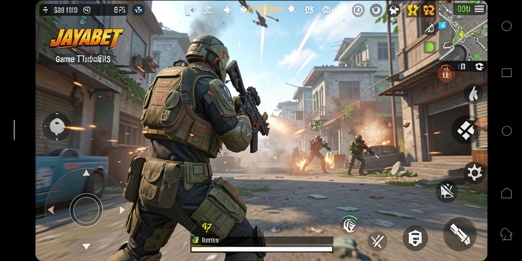 Tangkapan layar utama JAYABET menampilkan aksi seru dalam gameplay TPS.