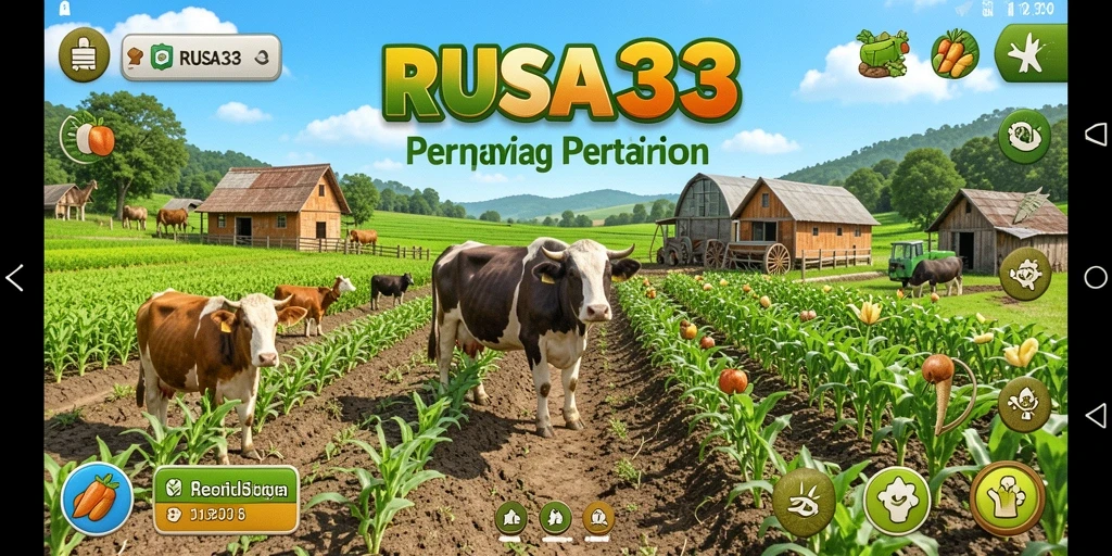 Tampilan gameplay RUSA33 saat bertani dengan berbagai tanaman.