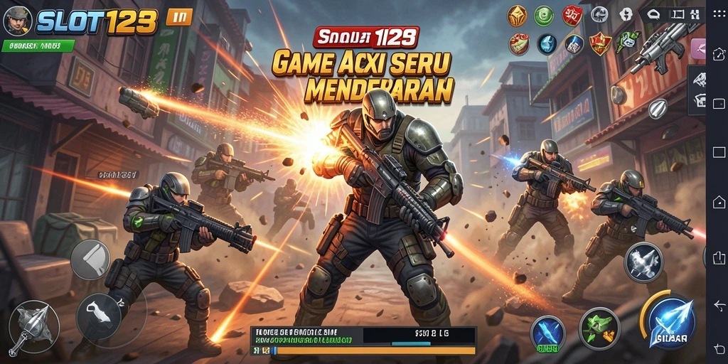 Screenshot menunjukkan aksi mendebarkan dalam gameplay SLOT123.