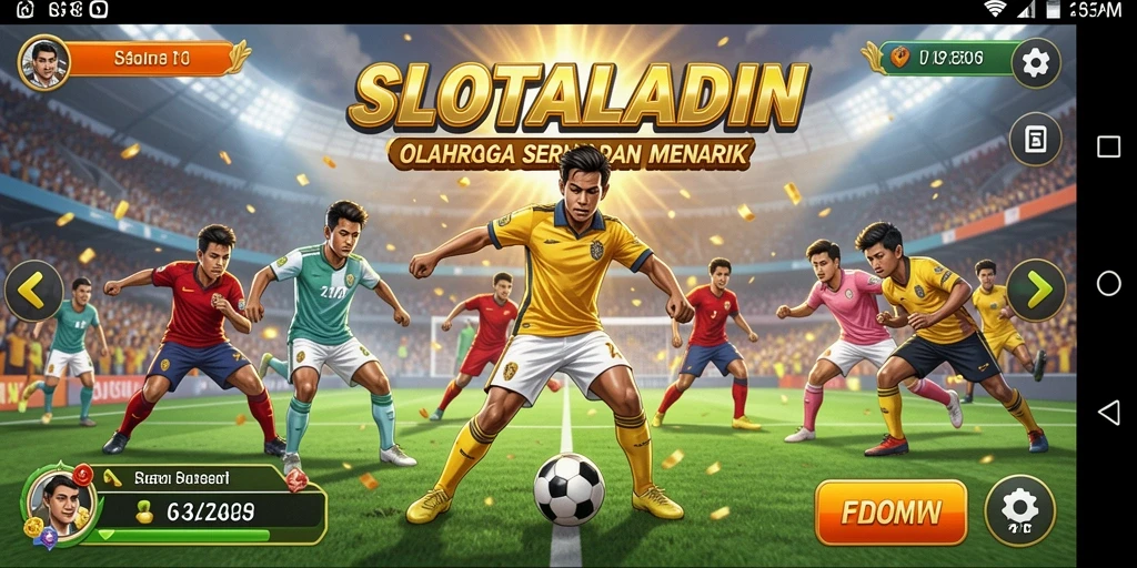 Screenshot gameplay SLOTALADIN yang menampilkan pertandingan olahraga yang intens.