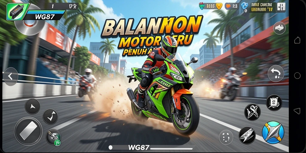 Gameplay penuh adrenalin di WG87 motor racing.